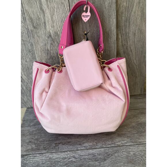 Juicy Couture Juicy Kingdom Pink Velour 3-Piece Embroidered Tote Set - Picture 13 of 13